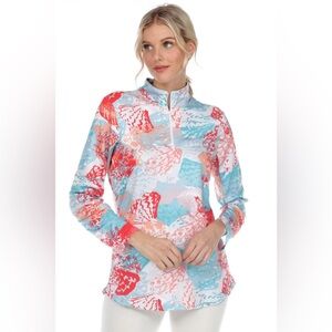 Tango Mango UPF 50+ Quarter Zip Shirt Mesh Underarm Size XL Country Club Sporty